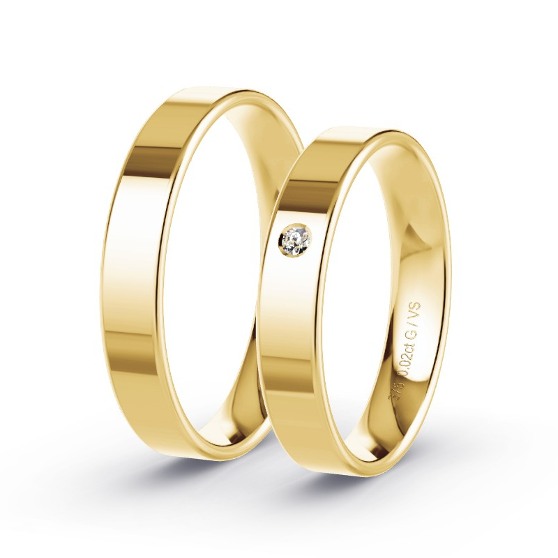 Wedding Rings Yellow Gold - 0.02ct Diamonds - Model N°1001 Wedding Rings Yellow Gold - 0.02ct Diamonds - Model N°1001