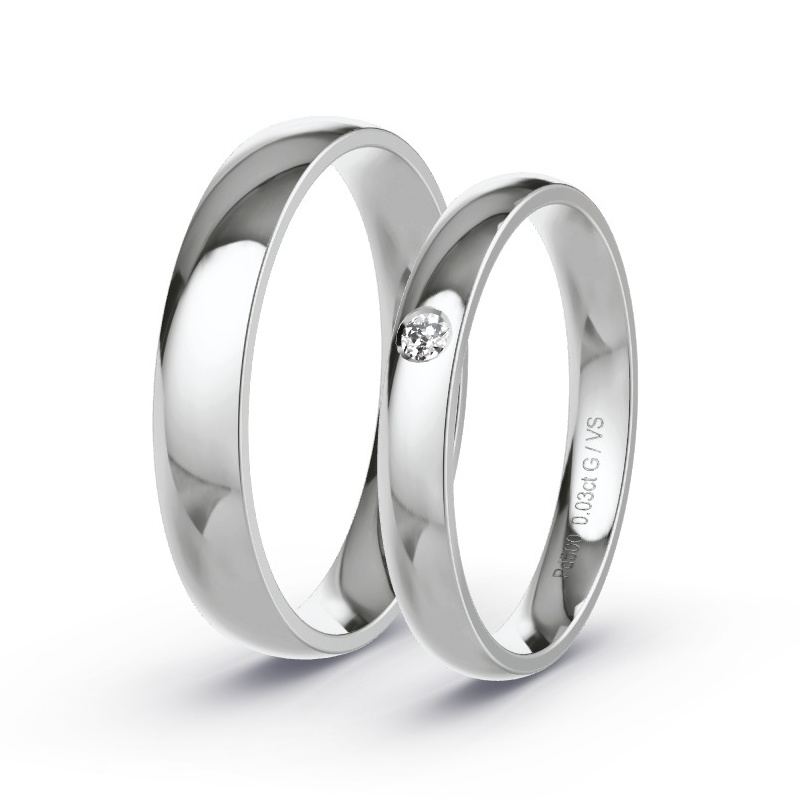 Wedding Rings Palladium - 0.03ct Diamonds - Model N°1002 Wedding Rings Palladium - 0.03ct Diamonds - Model N°1002