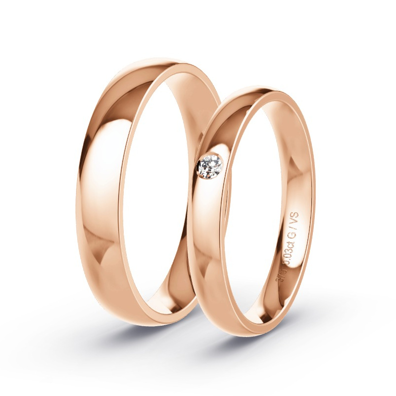 Wedding Rings Rose Gold - 0.03ct Diamonds - Model N°1002 Wedding Rings Rose Gold - 0.03ct Diamonds - Model N°1002
