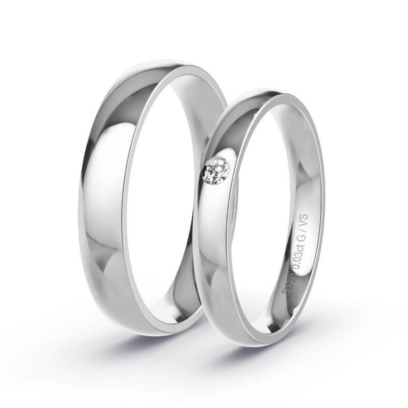 Wedding Rings Platinum content - 0.03ct Diamonds - Model N°1002 Wedding Rings Platinum content - 0.03ct Diamonds - Model N°1002