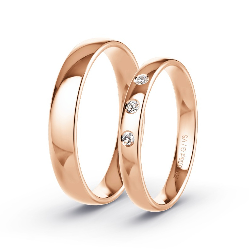Wedding Rings Rose Gold - 0.06ct Diamonds - Model N°1003 Wedding Rings Rose Gold - 0.06ct Diamonds - Model N°1003