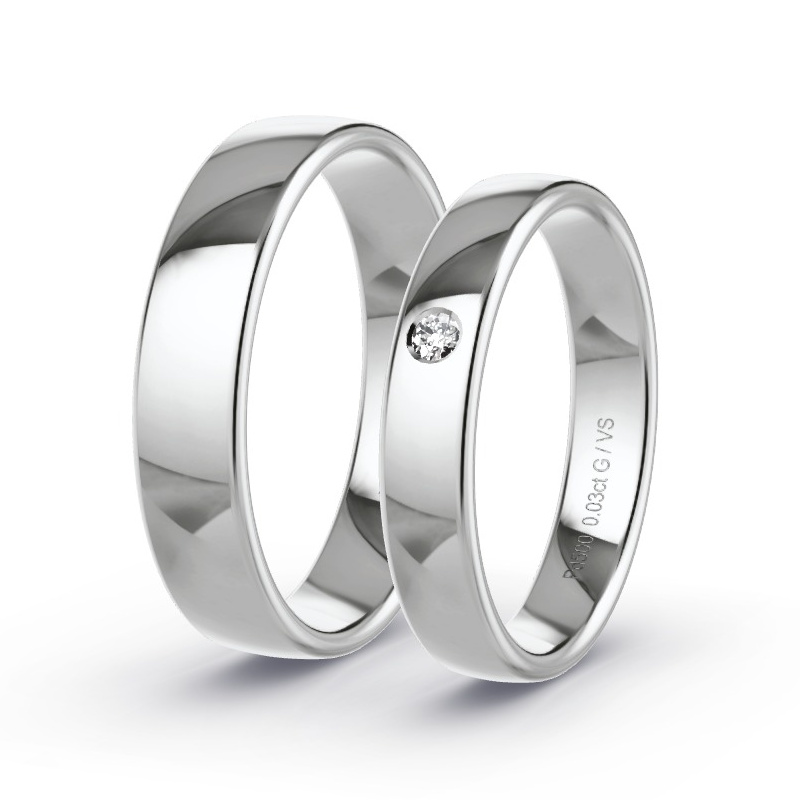 Wedding Rings Palladium - 0.03ct Diamonds - Model N°1004 Wedding Rings Palladium - 0.03ct Diamonds - Model N°1004