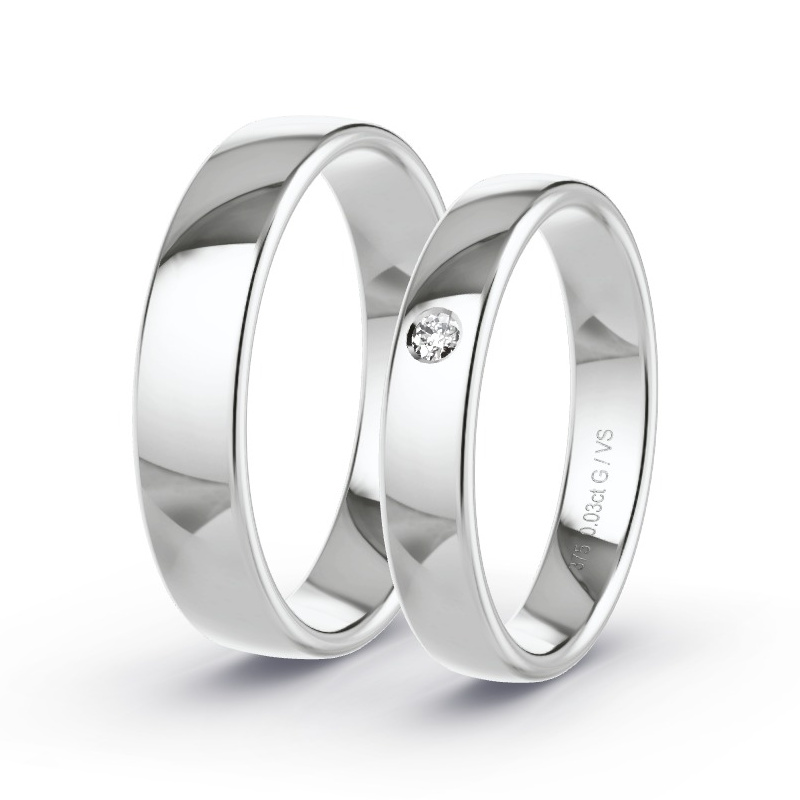 Wedding Rings White Gold - 0.03ct Diamonds - Model N°1004 Wedding Rings White Gold - 0.03ct Diamonds - Model N°1004