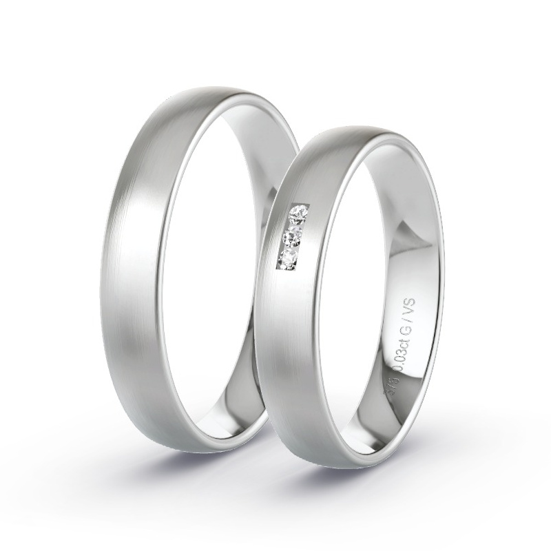 Wedding Rings White Gold - 0.03ct Diamonds - Model N°1005 Wedding Rings White Gold - 0.03ct Diamonds - Model N°1005
