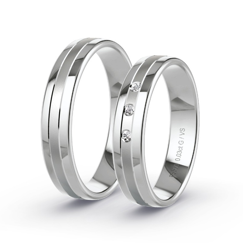 Wedding Rings Palladium - 0.03ct Diamonds - Model N°1006 Wedding Rings Palladium - 0.03ct Diamonds - Model N°1006