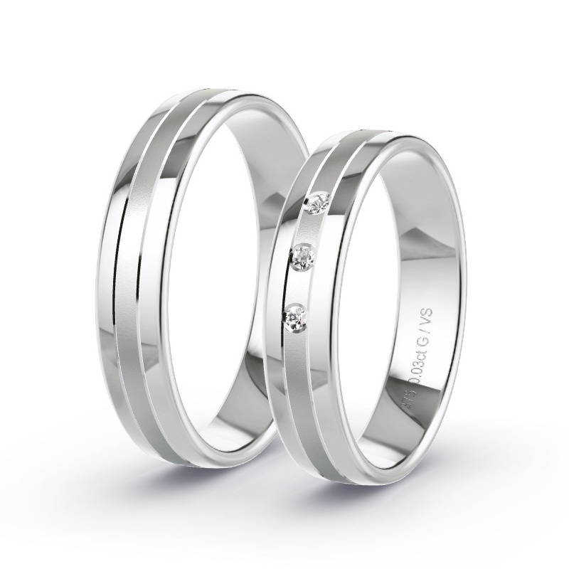 Wedding Rings White Gold - 0.03ct Diamonds - Model N°1006 Wedding Rings White Gold - 0.03ct Diamonds - Model N°1006