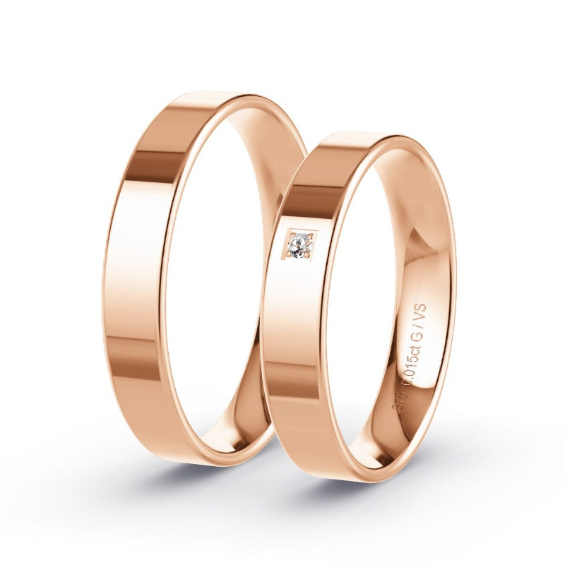 Wedding Rings Rose Gold - 0.015ct Diamonds - Model N°1007 Wedding Rings Rose Gold - 0.015ct Diamonds - Model N°1007