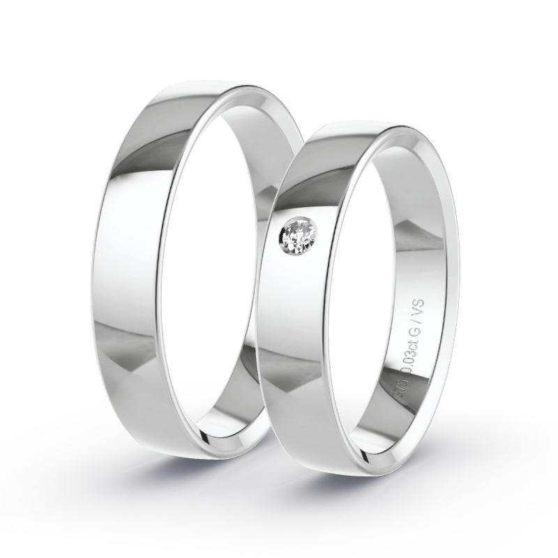 Wedding Rings White Gold - 0.03ct Diamonds - Model N°1009 Wedding Rings White Gold - 0.03ct Diamonds - Model N°1009