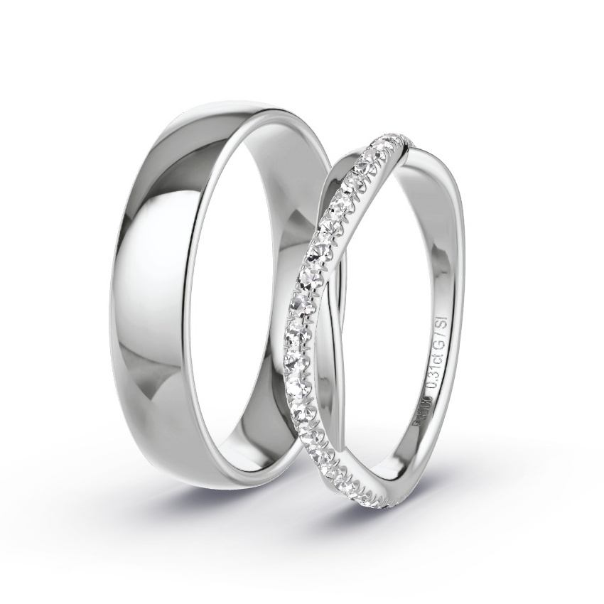 Wedding Rings Palladium - 0.31ct Diamonds - Model N°1020 Wedding Rings Palladium - 0.31ct Diamonds - Model N°1020