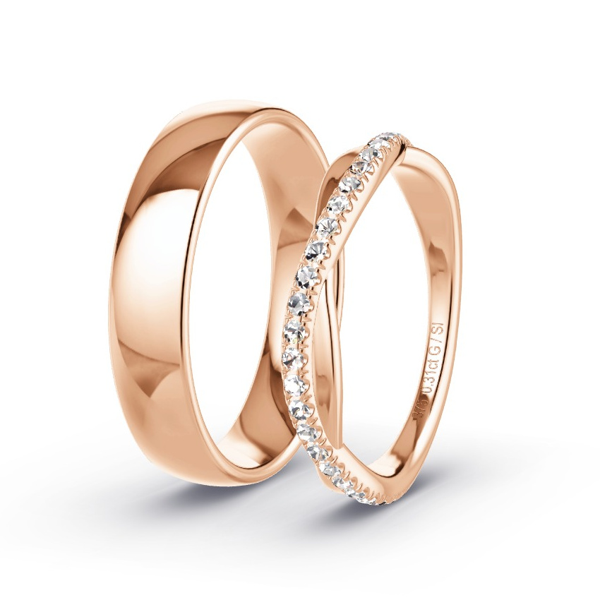 Wedding Rings Rose Gold - 0.31ct Diamonds - Model N°1020 Wedding Rings Rose Gold - 0.31ct Diamonds - Model N°1020