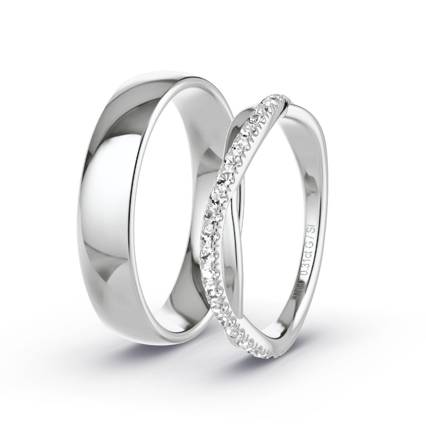 Wedding Rings Platinum - 0.31ct Diamonds - Model N°1020 Wedding Rings Platinum - 0.31ct Diamonds - Model N°1020