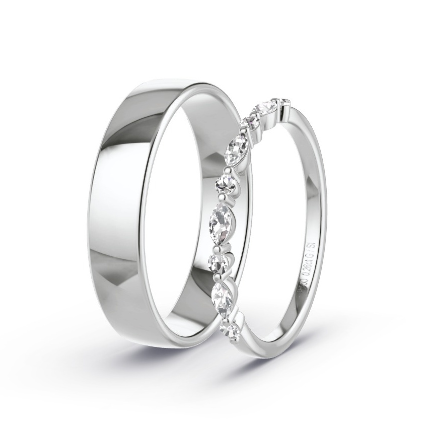 Wedding Rings Platinum - 0.26ct Diamonds - Model N°1021 Wedding Rings Platinum - 0.26ct Diamonds - Model N°1021