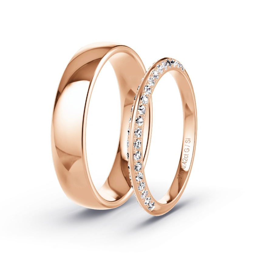 Wedding Rings Rose Gold - 0.42ct Diamonds - Model N°1022 Wedding Rings Rose Gold - 0.42ct Diamonds - Model N°1022