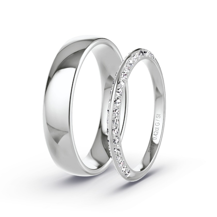Wedding Rings Platinum - 0.42ct Diamonds - Model N°1022 Wedding Rings Platinum - 0.42ct Diamonds - Model N°1022