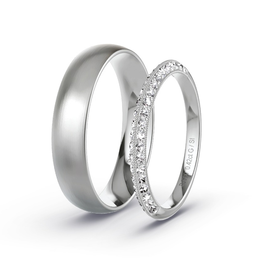 Wedding Rings Palladium - 0.42ct Diamonds - Model N°1023 Wedding Rings Palladium - 0.42ct Diamonds - Model N°1023