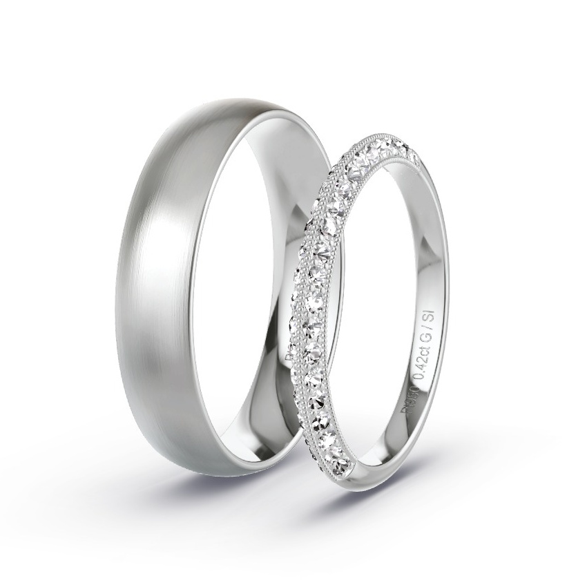 Wedding Rings Platinum - 0.42ct Diamonds - Model N°1023 Wedding Rings Platinum - 0.42ct Diamonds - Model N°1023