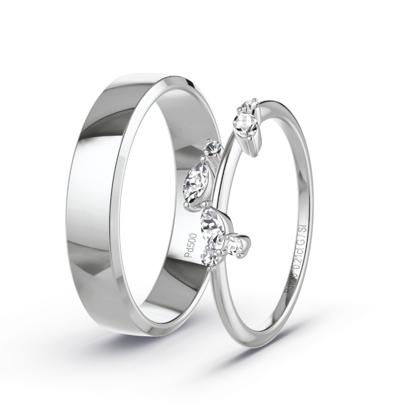 Wedding Rings Palladium - 0.21ct Diamonds - Model N°1027 Wedding Rings Palladium - 0.21ct Diamonds - Model N°1027