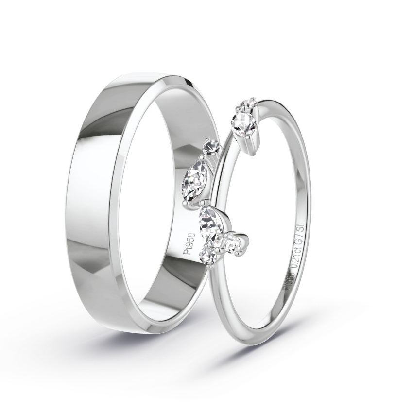 Wedding Rings Platinum - 0.21ct Diamonds - Model N°1027 Wedding Rings Platinum - 0.21ct Diamonds - Model N°1027