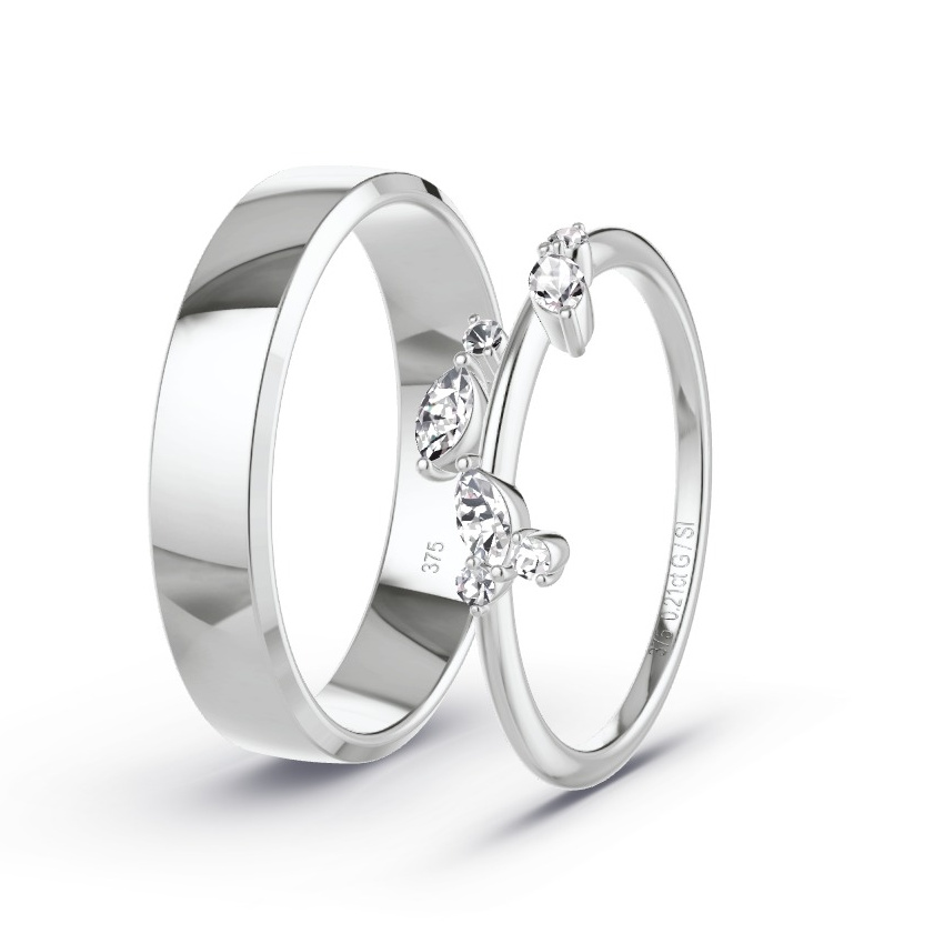 Wedding Rings White Gold - 0.21ct Diamonds - Model N°1027 Wedding Rings White Gold - 0.21ct Diamonds - Model N°1027