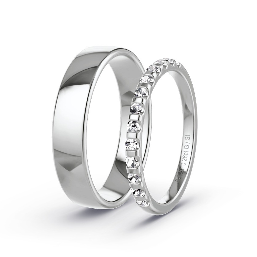 Wedding Rings Palladium - 0.26ct Diamonds - Model N°1028 Wedding Rings Palladium - 0.26ct Diamonds - Model N°1028