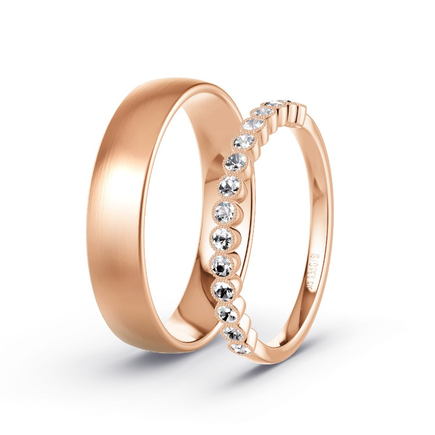Wedding Rings Rose Gold - 0.30ct Diamonds - Model N°1029 Wedding Rings Rose Gold - 0.30ct Diamonds - Model N°1029