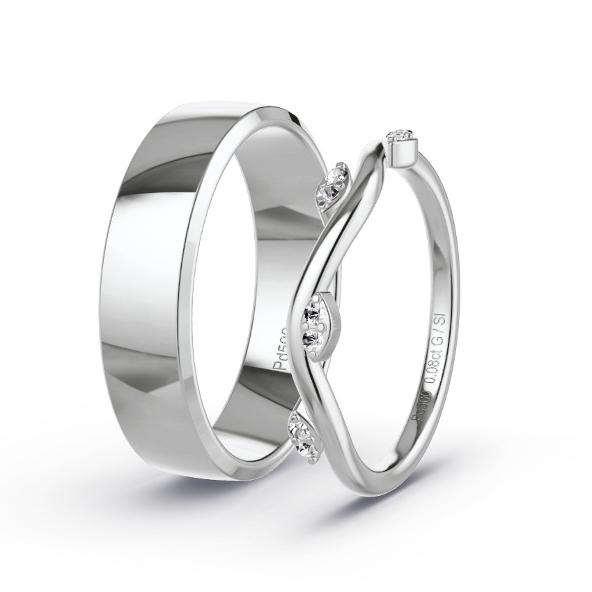 Wedding Rings Palladium - 0.08ct Diamonds - Model N°1031 Wedding Rings Palladium - 0.08ct Diamonds - Model N°1031