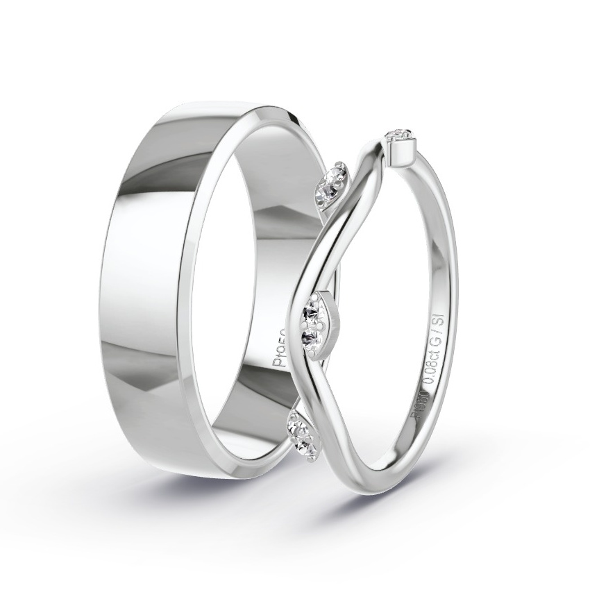 Wedding Rings Platinum - 0.08ct Diamonds - Model N°1031 Wedding Rings Platinum - 0.08ct Diamonds - Model N°1031