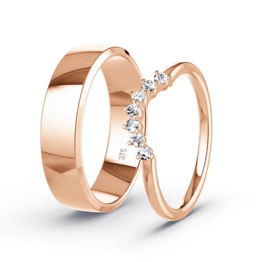 Wedding Rings Rose Gold - 0.10ct Diamonds - Model N°1033 Wedding Rings Rose Gold - 0.10ct Diamonds - Model N°1033