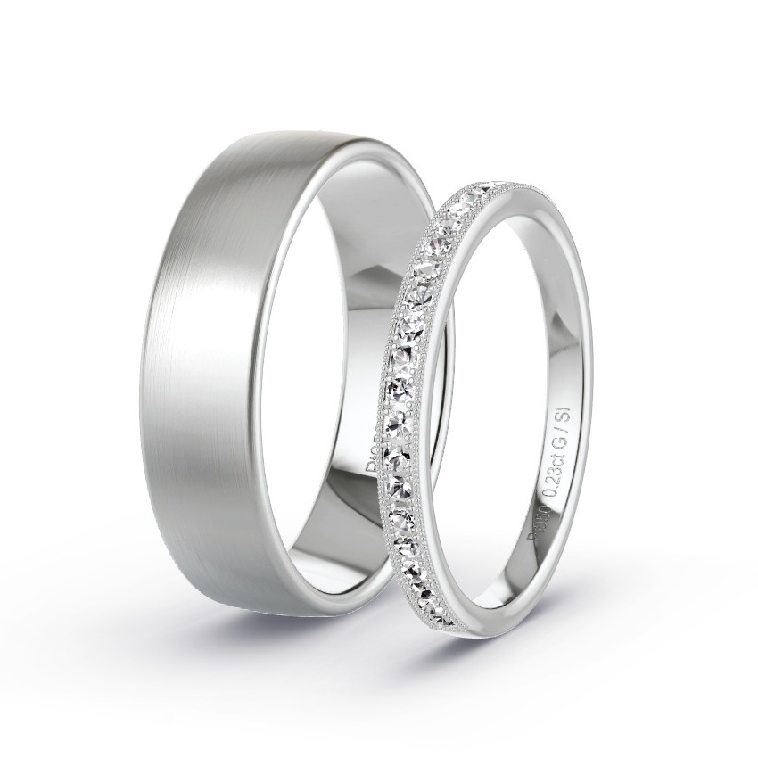 Wedding Rings Platinum - 0.23ct Diamonds - Model N°1034 Wedding Rings Platinum - 0.23ct Diamonds - Model N°1034