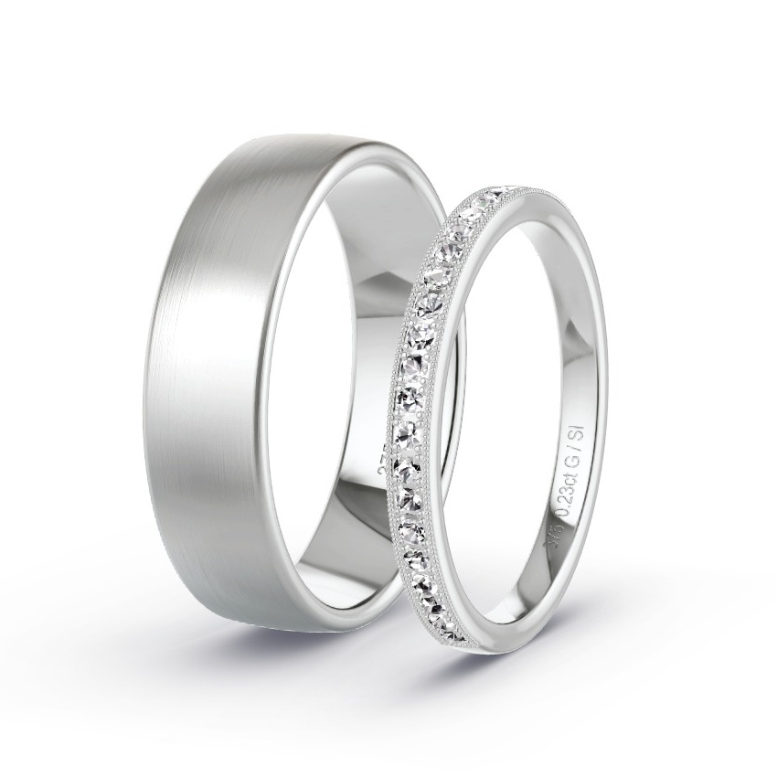 Wedding Rings White Gold - 0.23ct Diamonds - Model N°1034 Wedding Rings White Gold - 0.23ct Diamonds - Model N°1034