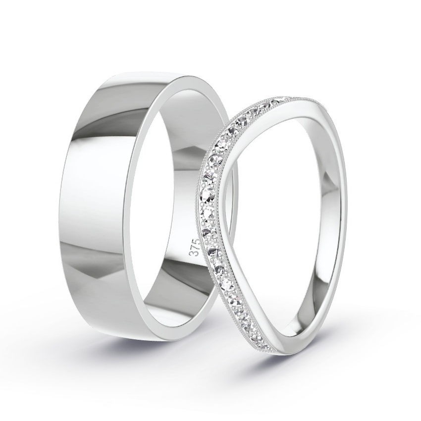 Wedding Rings White Gold - 0.23ct Diamonds - Model N°1036 Wedding Rings White Gold - 0.23ct Diamonds - Model N°1036