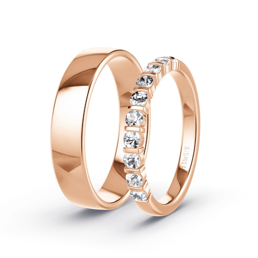 Wedding Rings Rose Gold - 0.50ct Diamonds - Model N°1040 Wedding Rings Rose Gold - 0.50ct Diamonds - Model N°1040