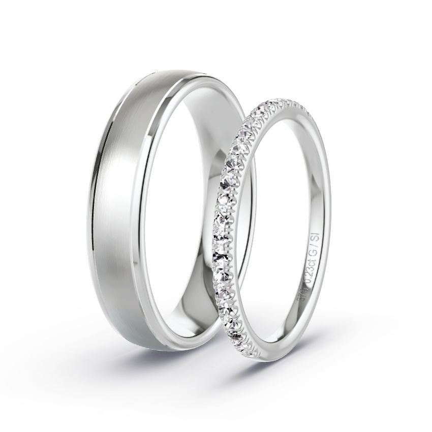 Wedding Rings White Gold - 0.23ct Diamonds - Model N°1041 Wedding Rings White Gold - 0.23ct Diamonds - Model N°1041