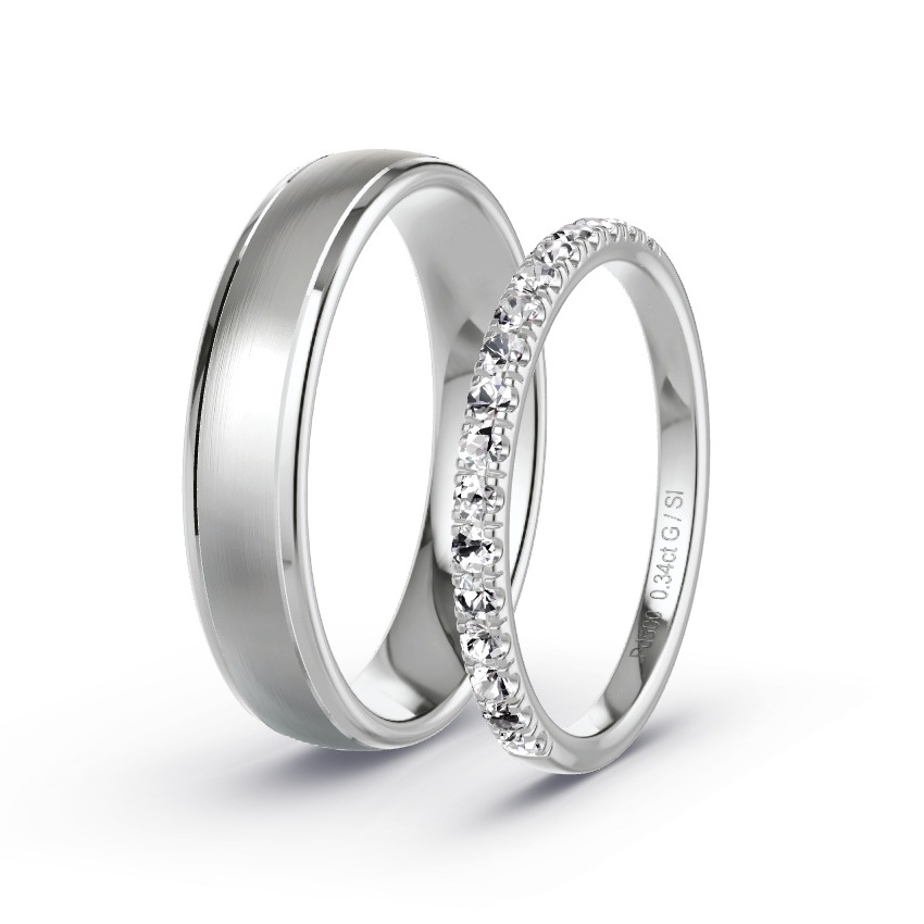 Wedding Rings Palladium - 0.34ct Diamonds - Model N°1043
