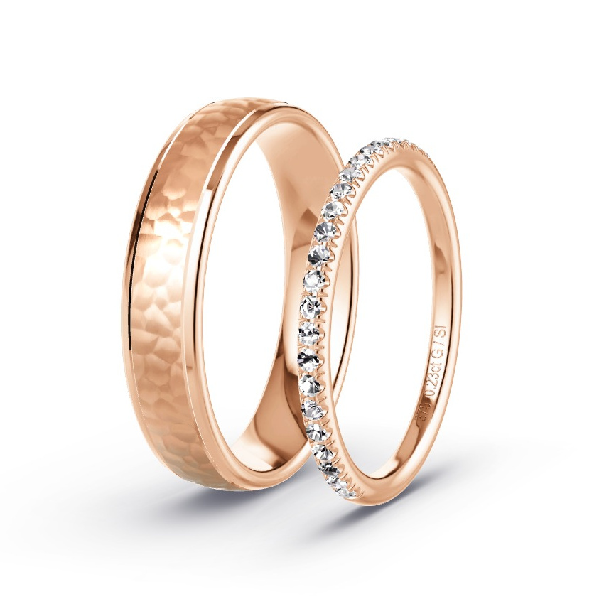 Wedding Rings Rose Gold - 0.23ct Diamonds - Model N°1044 Wedding Rings Rose Gold - 0.23ct Diamonds - Model N°1044