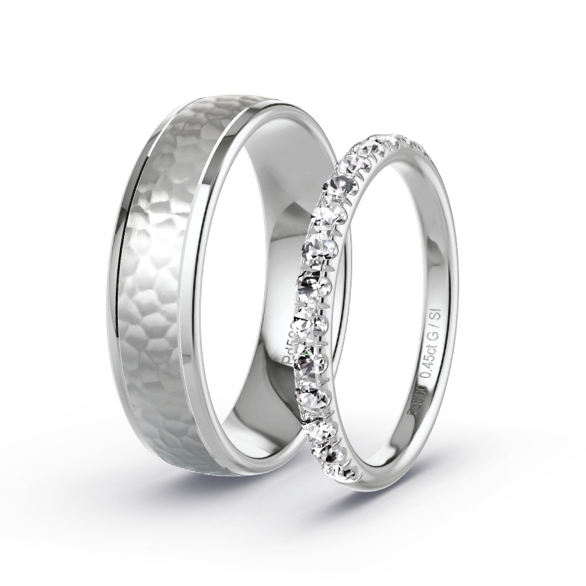 Wedding Rings Palladium - 0.45ct Diamonds - Model N°1046 Wedding Rings Palladium - 0.45ct Diamonds - Model N°1046