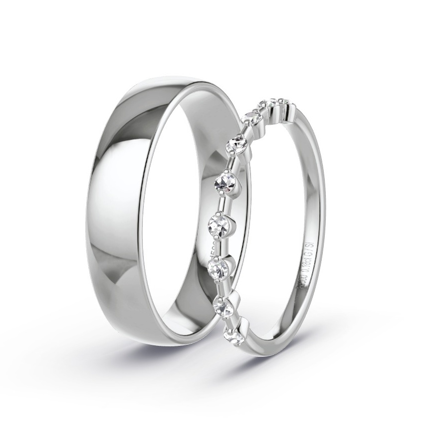 Wedding Rings Palladium - 0.18ct Diamonds - Model N°1047 Wedding Rings Palladium - 0.18ct Diamonds - Model N°1047