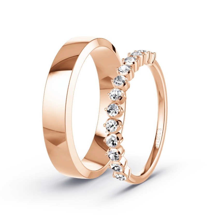 Wedding Rings Rose Gold - 0.39ct Diamonds - Model N°1050 Wedding Rings Rose Gold - 0.39ct Diamonds - Model N°1050