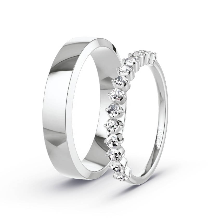 Wedding Rings White Gold - 0.39ct Diamonds - Model N°1050 Wedding Rings White Gold - 0.39ct Diamonds - Model N°1050