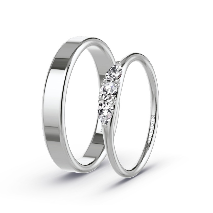 Wedding Rings Palladium - 0.10ct Diamonds - Model N°1052 Wedding Rings Palladium - 0.10ct Diamonds - Model N°1052