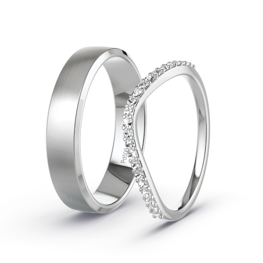 Wedding Rings Palladium - 0.23ct Diamonds - Model N°1053 Wedding Rings Palladium - 0.23ct Diamonds - Model N°1053