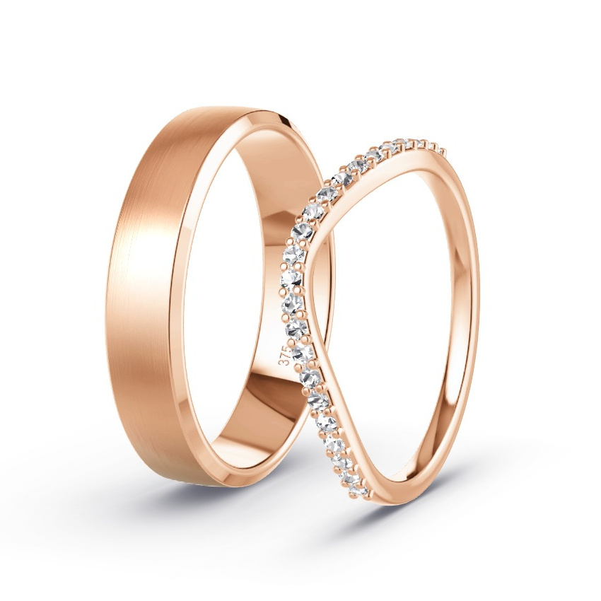 Wedding Rings Rose Gold - 0.23ct Diamonds - Model N°1053 Wedding Rings Rose Gold - 0.23ct Diamonds - Model N°1053