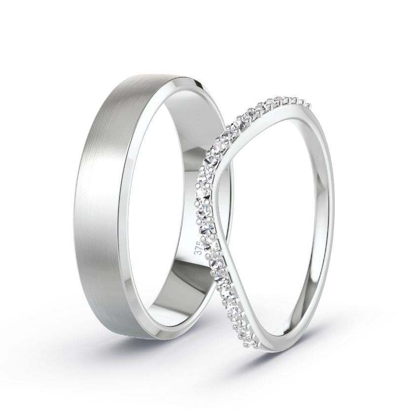 Wedding Rings White Gold - 0.23ct Diamonds - Model N°1053 Wedding Rings White Gold - 0.23ct Diamonds - Model N°1053