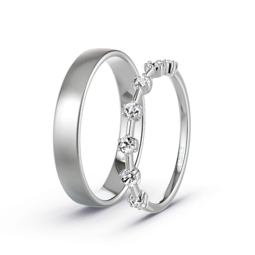 Wedding Rings Palladium - 0.28ct Diamonds - Model N°1054 Wedding Rings Palladium - 0.28ct Diamonds - Model N°1054