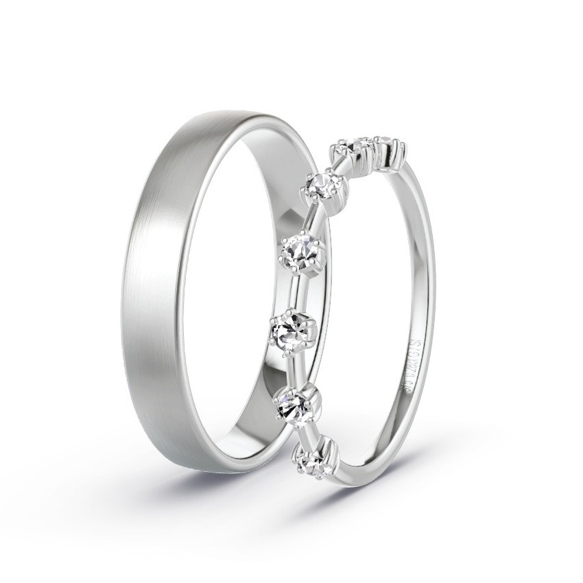Wedding Rings White Gold - 0.28ct Diamonds - Model N°1054 Wedding Rings White Gold - 0.28ct Diamonds - Model N°1054