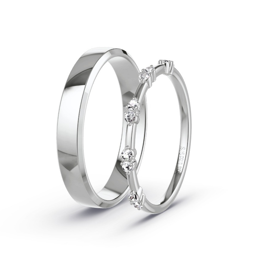 Wedding Rings Palladium - 0.15ct Diamonds - Model N°1055 Wedding Rings Palladium - 0.15ct Diamonds - Model N°1055