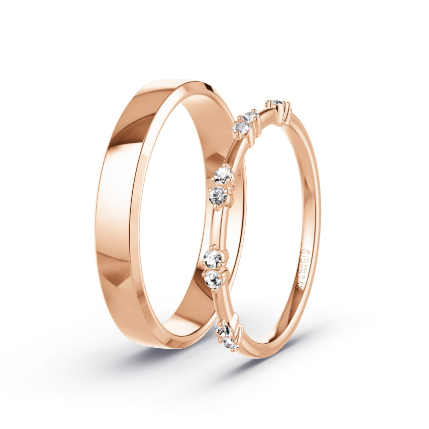 Wedding Rings Rose Gold - 0.15ct Diamonds - Model N°1055 Wedding Rings Rose Gold - 0.15ct Diamonds - Model N°1055