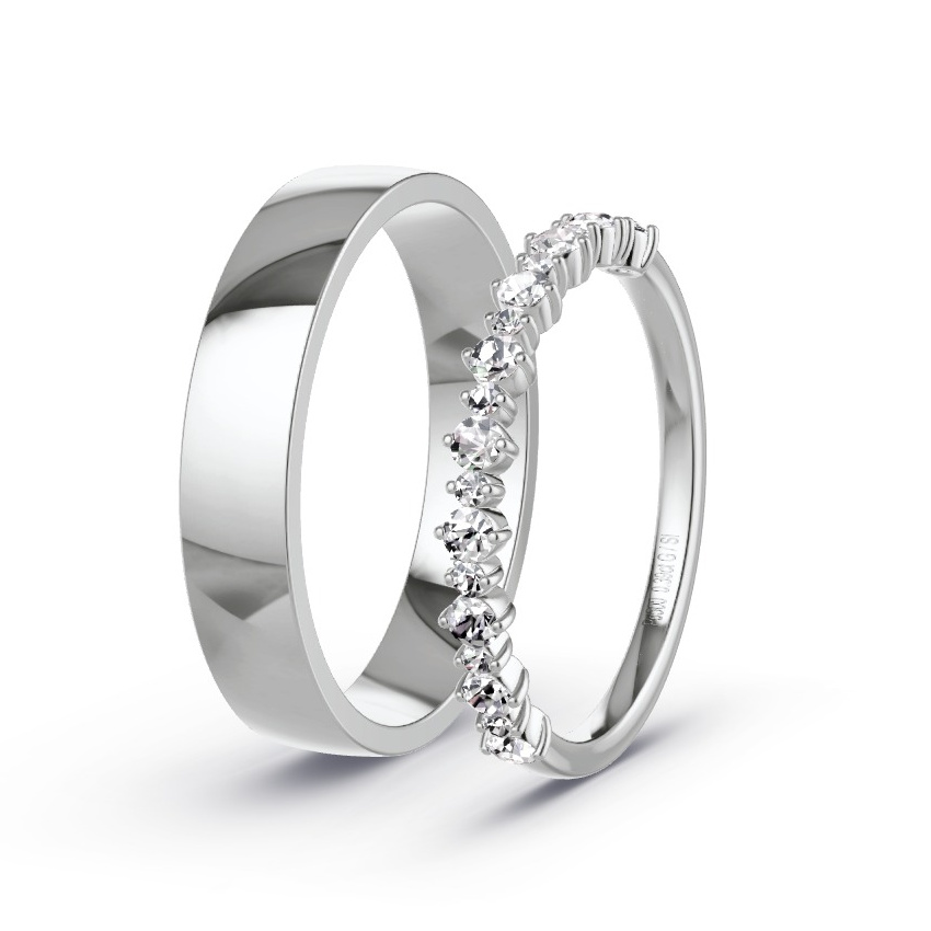 Wedding Rings Palladium - 0.39ct Diamonds - Model N°1057 Wedding Rings Palladium - 0.39ct Diamonds - Model N°1057