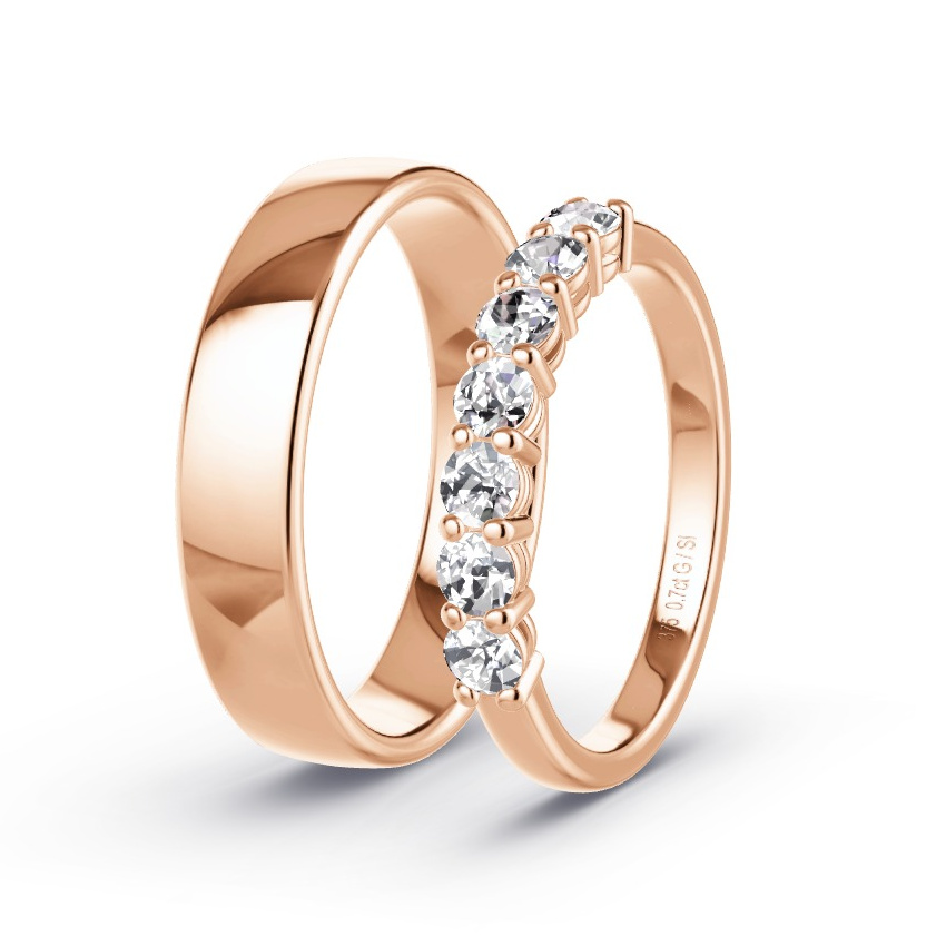 Wedding Rings Rose Gold - 0.70ct Diamonds - Model N°1061 Wedding Rings Rose Gold - 0.70ct Diamonds - Model N°1061