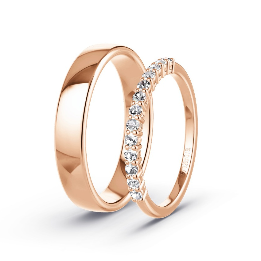 Wedding Rings Rose Gold - 0.26ct Diamonds - Model N°1063 Wedding Rings Rose Gold - 0.26ct Diamonds - Model N°1063
